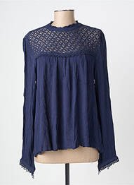 Blouse col rond manches longues bleu COMING UP femme