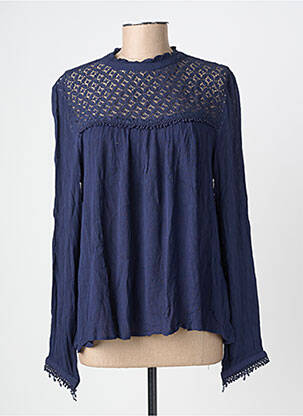 Blouse col rond manches longues bleu COMING UP femme