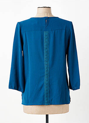 Top tissage crêpe manches 3/4 bleu COTE RUE femme