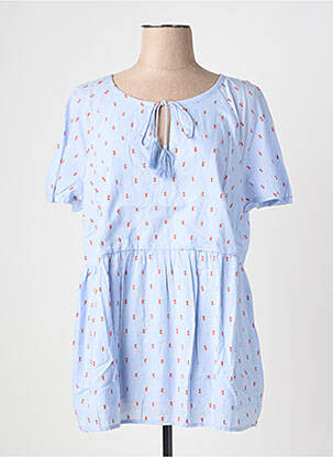Top imprimé fantaisie manches courtes bleu JUNAROSE femme