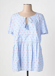 Top imprimé fantaisie manches courtes bleu JUNAROSE femme