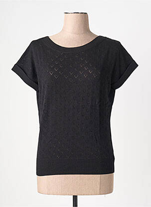 Pull maille souple et aérée manches courtes noir KING LOUIE femme