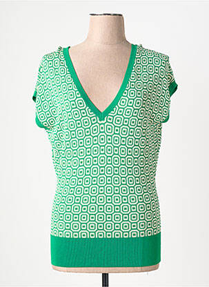 Pull col v manches courtes vert KING LOUIE femme