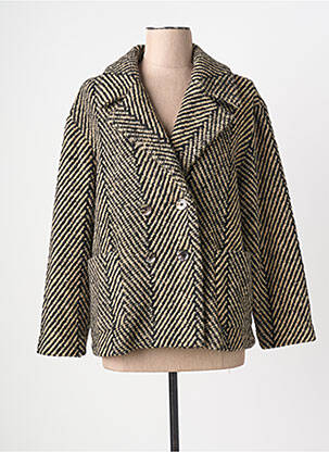 Manteau court coupe droite sans capuche noir SURKANA femme