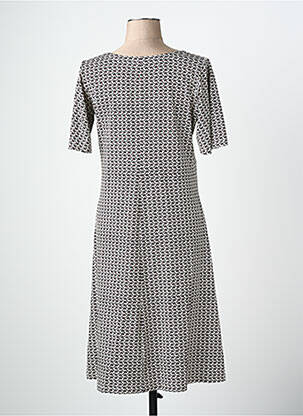 Robe mi-longue imprimé fantaisie manches courtes noir MARGOT femme