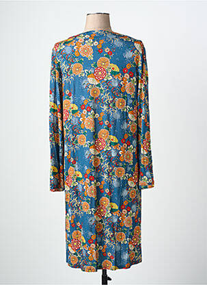 Robe mi-longue imprimé fleurs manches longues bleu ANTOINE & LILI femme