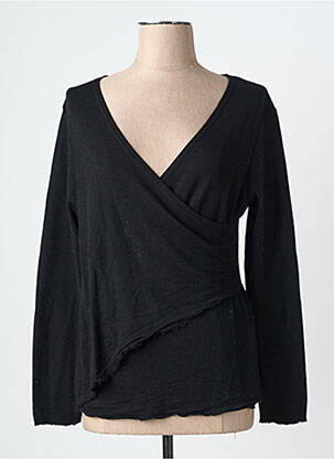 Pull coupe cintrée manches longues noir BY BASICS femme