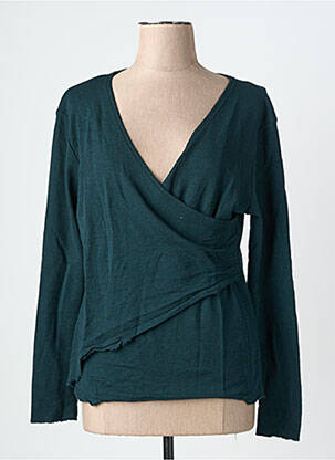 Pull coupe cintrée manches longues vert BY BASICS femme