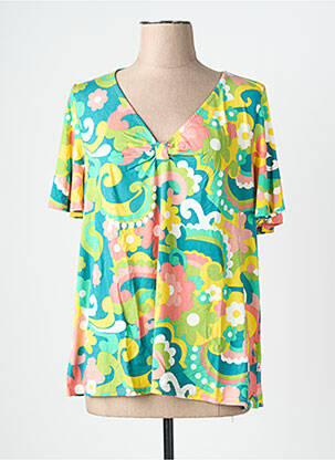 T-shirt col v manches courtes jaune BLUTSGESCHWISTER femme