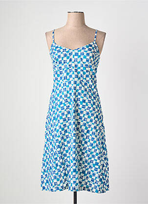 Robe mi-longue imprimé fantaisie fines bretelles bleu KALI YOG femme
