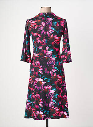Robe mi-longue imprimé fantaisie manches longues noir MARGOT femme