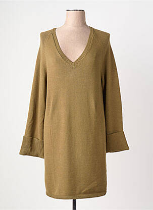 Robe pull coupe droite manches longues vert SURKANA femme