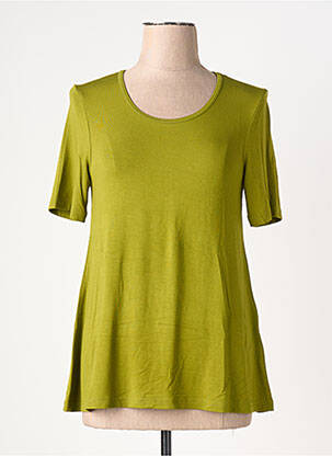 T-shirt col rond manches courtes vert BY BASICS femme