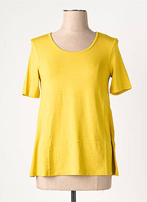 T-shirt col rond manches courtes jaune BY BASICS femme