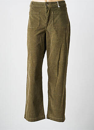 Pantalon droit fermeture zippée sous rabat boutonné taille normale vert KANOPE femme