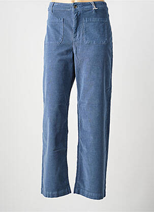 Pantalon droit fermeture zippée sous rabat boutonné taille normale bleu KANOPE femme