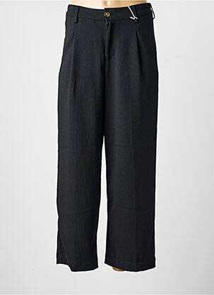 Pantalon droit tissage popeline taille normale noir KANOPE femme