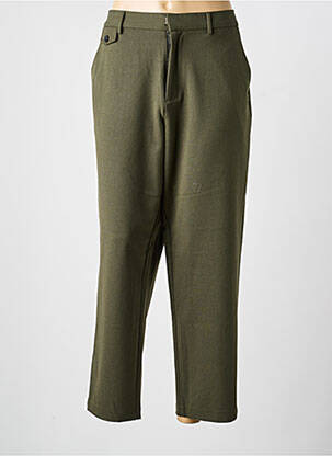 Pantalon chino tissage popeline taille normale vert SURKANA femme