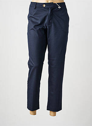 Pantalon chino tissage popeline taille normale bleu KANOPE femme