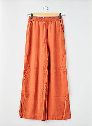 Pantalon droit tissage popeline taille normale orange KANOPE femme