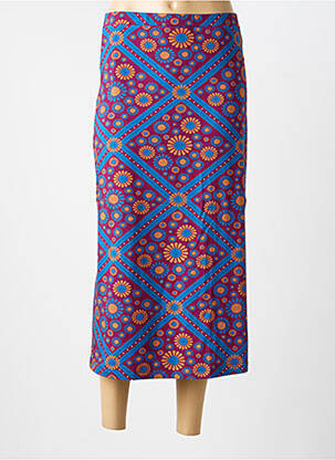 Jupe longue imprimé fantaisie bleu MARGOT femme