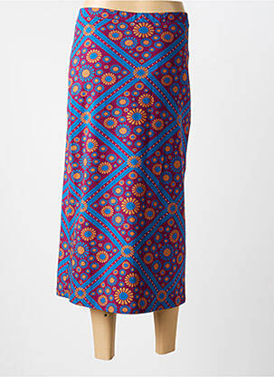 Jupe longue imprimé fantaisie bleu MARGOT femme
