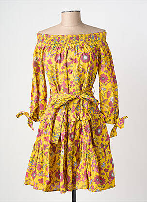 Robe courte manches 3/4 manches 3/4 jaune RHUM RAISIN femme