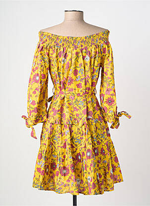 Robe courte manches 3/4 manches 3/4 jaune RHUM RAISIN femme