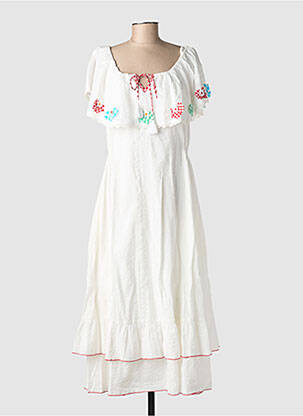 Robe longue manches courtes manches courtes blanc RHUM RAISIN femme