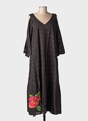 Robe longue manches courtes manches courtes noir RHUM RAISIN femme