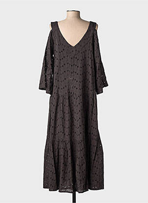 Robe longue manches courtes manches courtes noir RHUM RAISIN femme