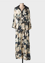 Robe longue imprimé fantaisie manches 3/4 noir RHUM RAISIN femme