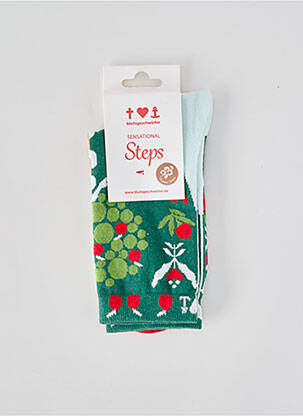 Chaussettes imprimé fantaisie vert BLUTSGESCHWISTER femme