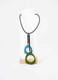 Collier fermeture fermoir mousqueton bleu THIERRY JOO femme
