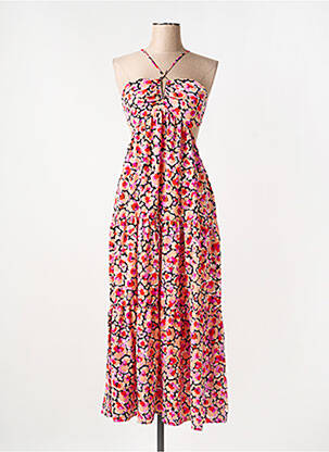 Robe longue imprimé fantaisie fines bretelles rouge ANDY & LUCY femme