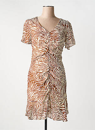 Robe courte manches courtes manches courtes marron SCHOOL RAG femme