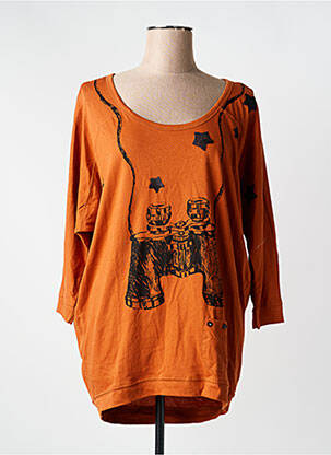 Tunique manches longues col rond orange ONLY femme