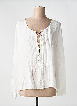 Blouse col rond manches longues blanc SCHOOL RAG femme