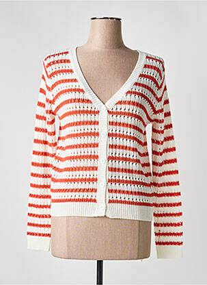 Gilet manches longues coupe cintrée orange ANDY & LUCY femme