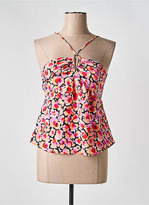 Top imprimé fantaisie sans manche rouge ANDY & LUCY femme