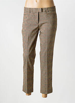 Pantalon 7/8 fermeture zippée sous rabat avec crochet taille basse marron SCHOOL RAG femme