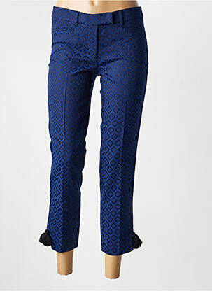 Pantalon 7/8 fermeture zippée sous rabat avec crochet taille normale bleu SCHOOL RAG femme