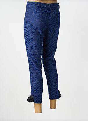 Pantalon 7/8 fermeture zippée sous rabat avec crochet taille normale bleu SCHOOL RAG femme