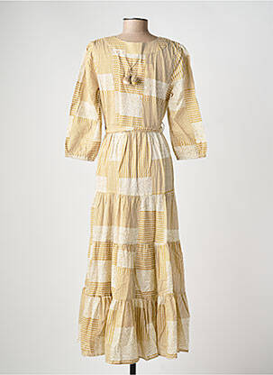 Robe longue imprimé fantaisie manches 3/4 beige RHUM RAISIN femme