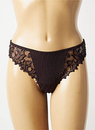 Tanga tissage satiné marron MARIE JO femme