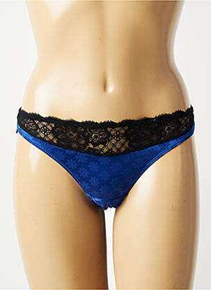 Tanga tissage satiné bleu AUBADE femme