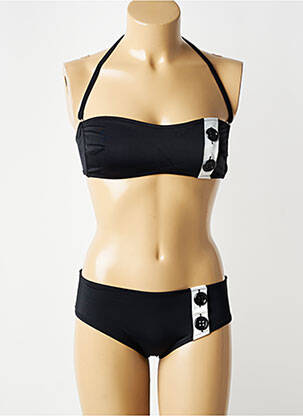 Maillot de bain 2 pièces stretch haut bandeau noir HENEJOLIE femme