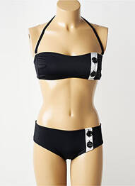Maillot de bain 2 pièces stretch haut bandeau noir HENEJOLIE femme