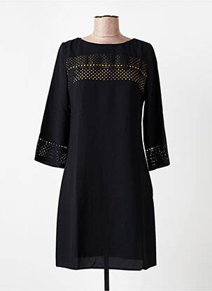 Robe courte manches 3/4 manches 3/4 noir DEVERNOIS femme