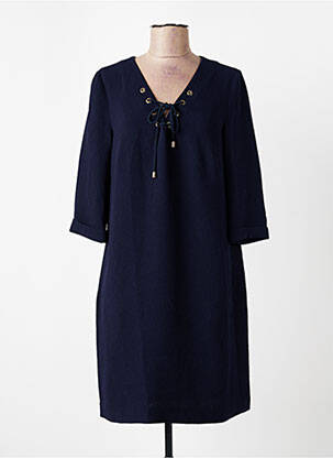 Robe courte manches 3/4 manches 3/4 bleu DEVERNOIS femme